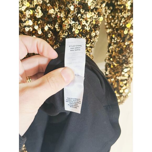 NWT Lulu’s Gold Sequin Long Sleeve Mini Dress Medium Holiday NYE - Picture 6 of 12